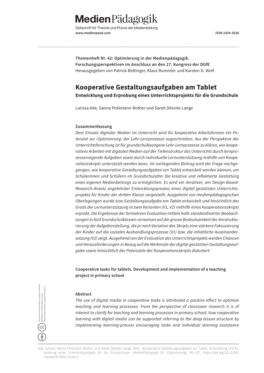 Pdf Kooperative Gestaltungsaufgaben Am Tablet Entwicklung Und Erprobung Eines 2892