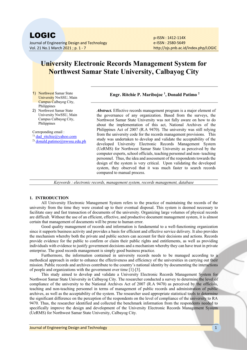 thesis electronic records management