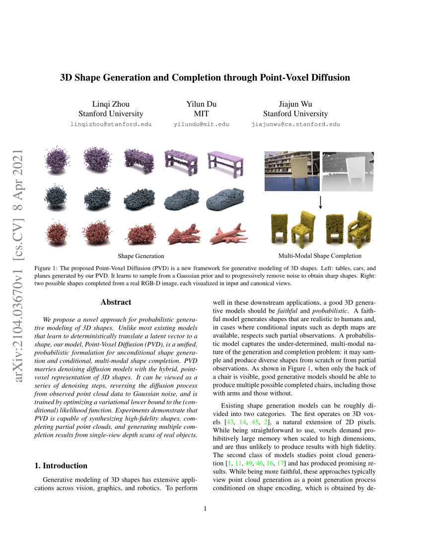 (PDF) 3D Shape Generation and Completion through PointVoxel Diffusion