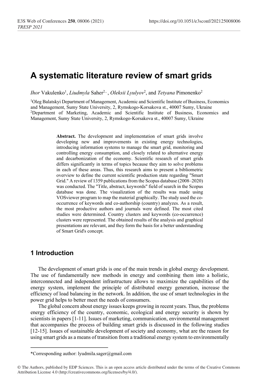 literature review about smart grid