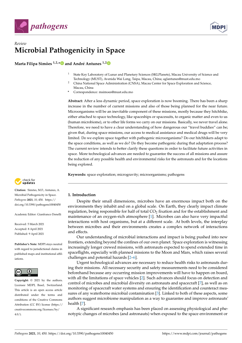 PDF) Microbial Pathogenicity in Space