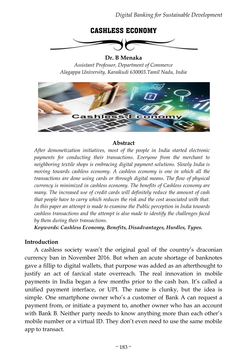literature review on cashless economy in india