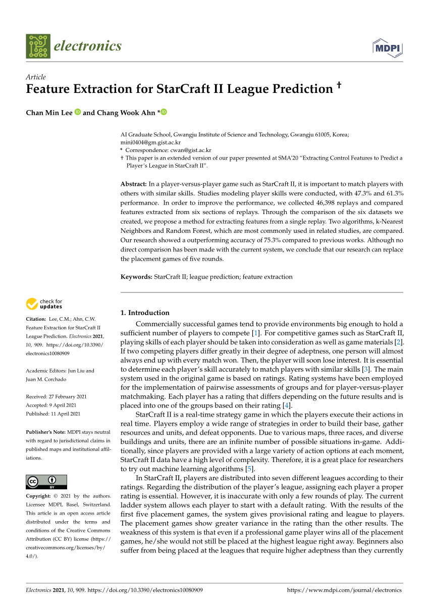 PDF Feature Extraction for StarCraft II League Prediction