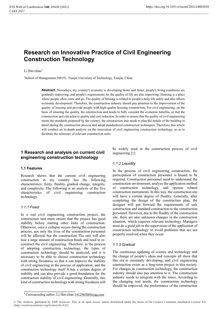 innovative research topics in civil engineering
