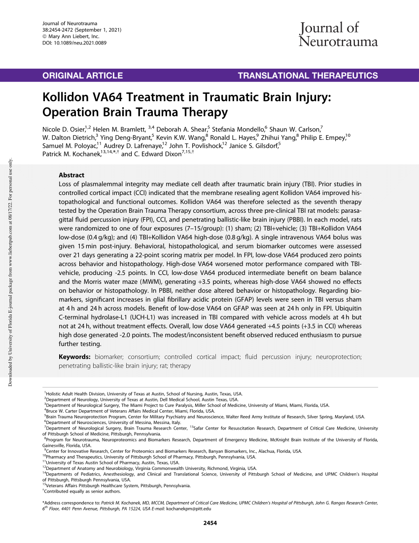 (PDF) Kollidon VA64 Treatment in Traumatic Brain Injury, Operation ...