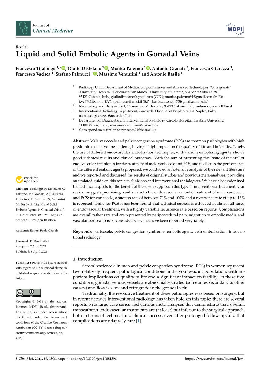 PDF) Liquid and Solid Embolic Agents in Gonadal Veins