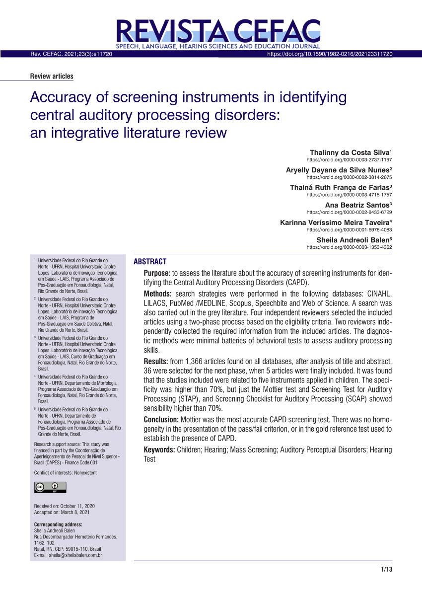 SciELO - Brasil - Accuracy of smartphone-based hearing screening tests: a  systematic review Accuracy of smartphone-based hearing screening tests: a  systematic review