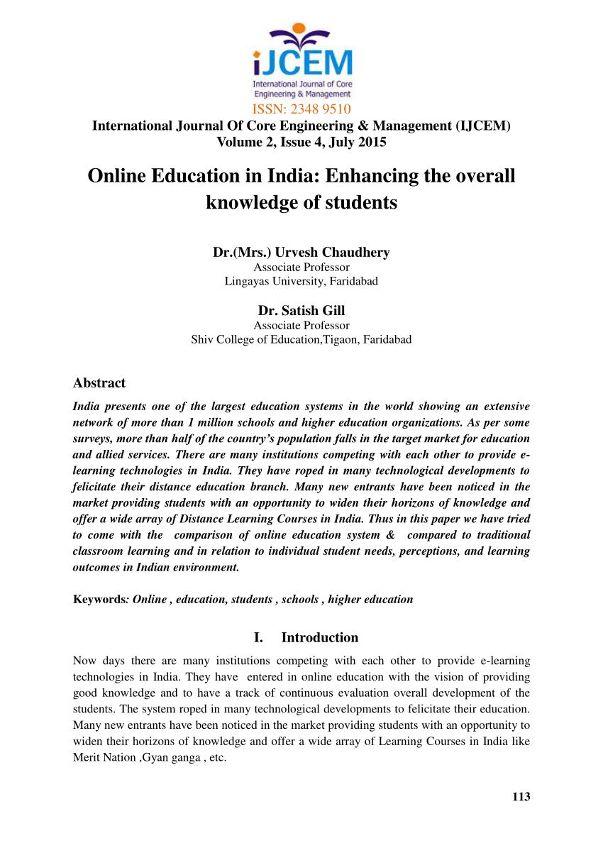 research proposal on online education in india