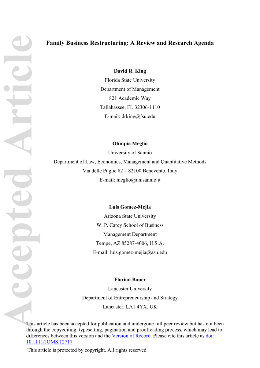 family business restructuring a review and research agenda