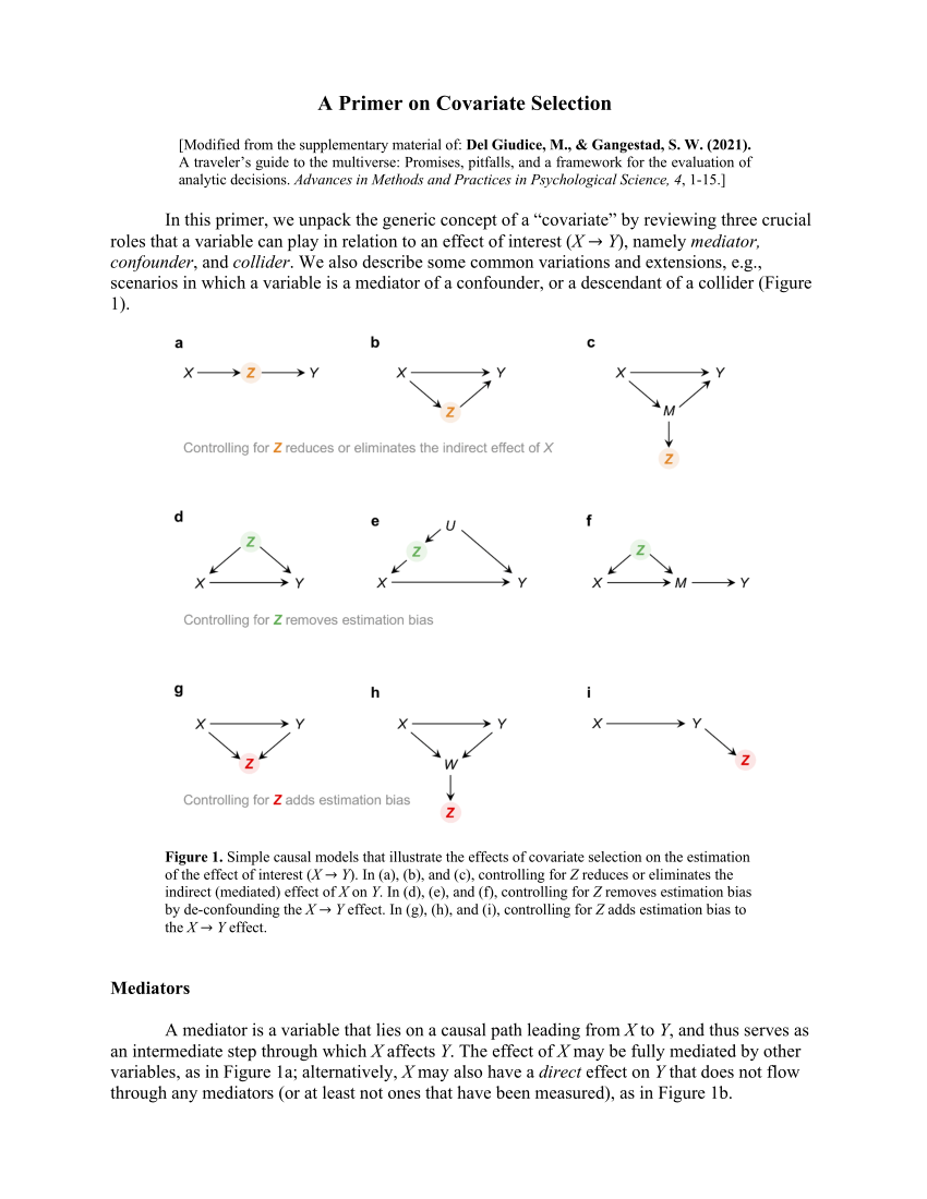 Pdf A Primer On Covariate Selection