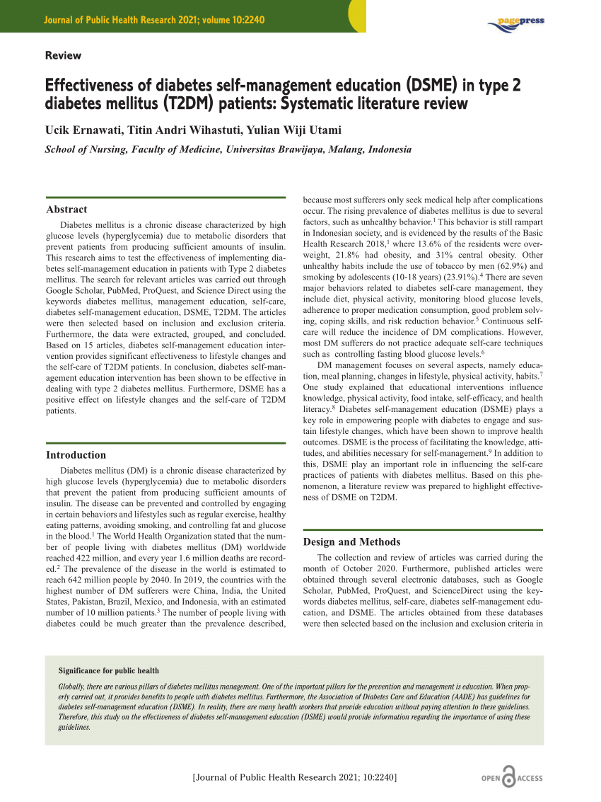 systematic literature review diabetes mellitus