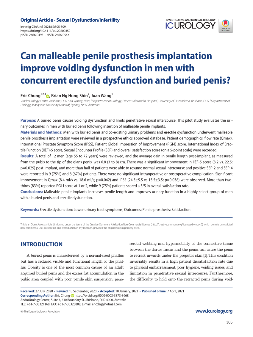 PDF Can malleable penile prosthesis implantation improve voiding