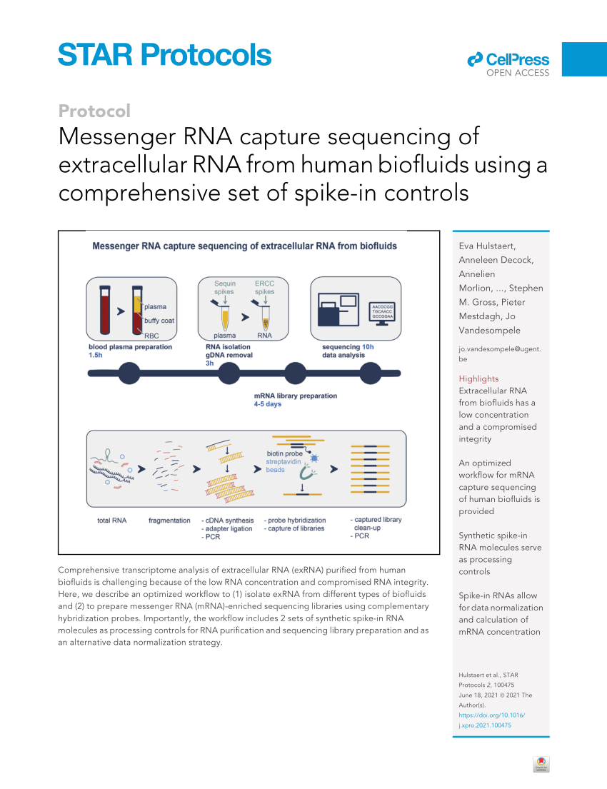 PDF) Messenger RNA capture sequencing of extracellular RNA from ...