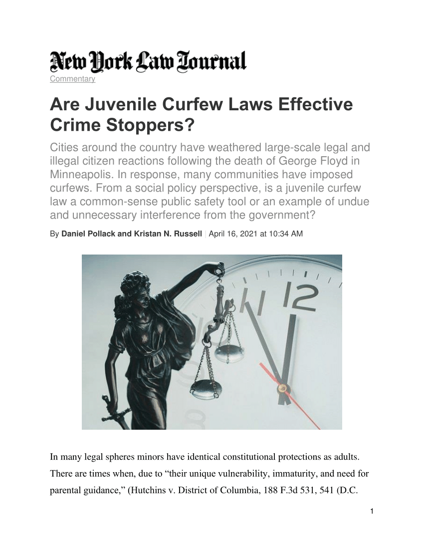 (PDF) Are Juvenile Curfew Laws Effective Crime Stoppers?