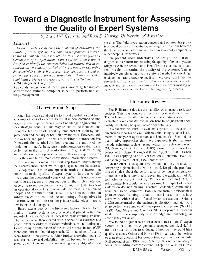 Pdf Evaluating Expert Systems Using A Multiple Criteria Multiple Stakeholder Approach