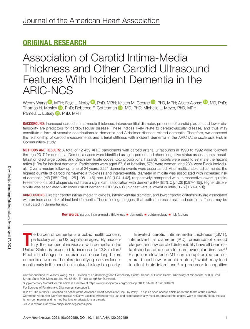 PDF) Association of Carotid Intima‐Media Thickness and Other