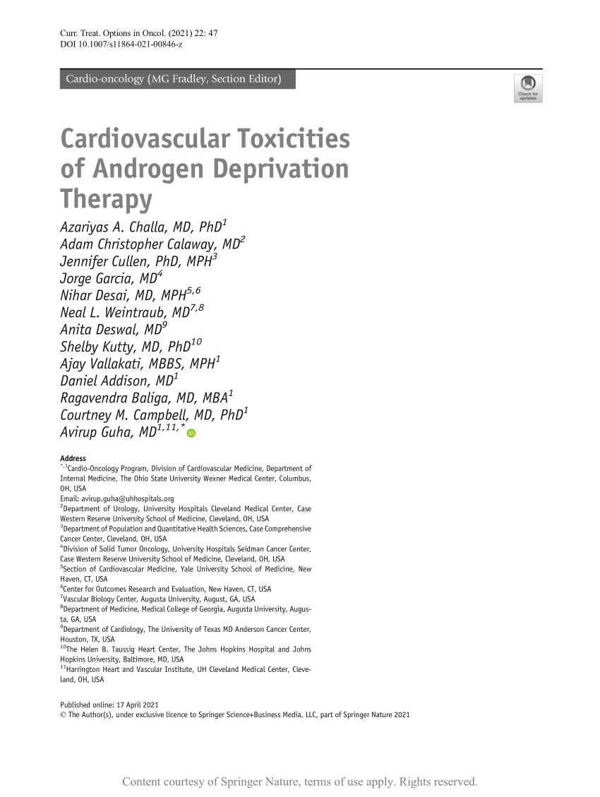 Cardiovascular Toxicities Of Androgen Deprivation Therapy Request Pdf 2538