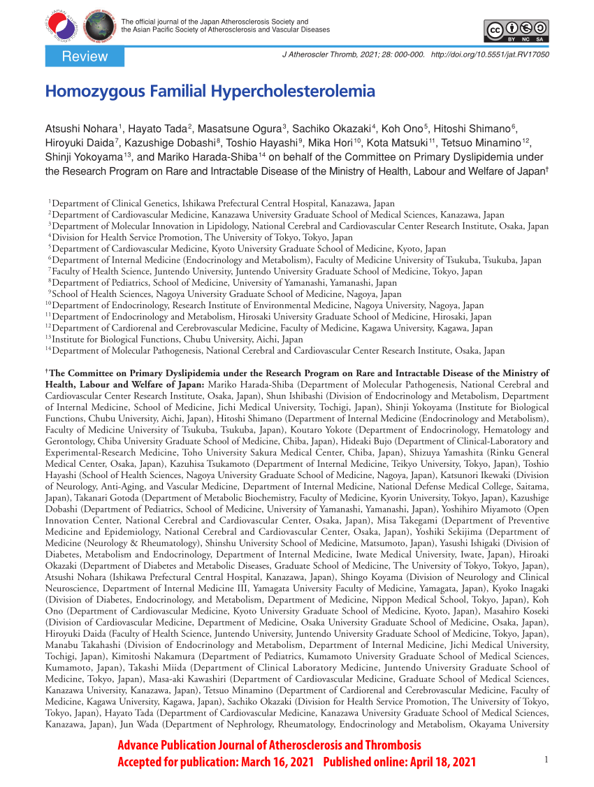 Pdf Homozygous Familial Hypercholesterolemia