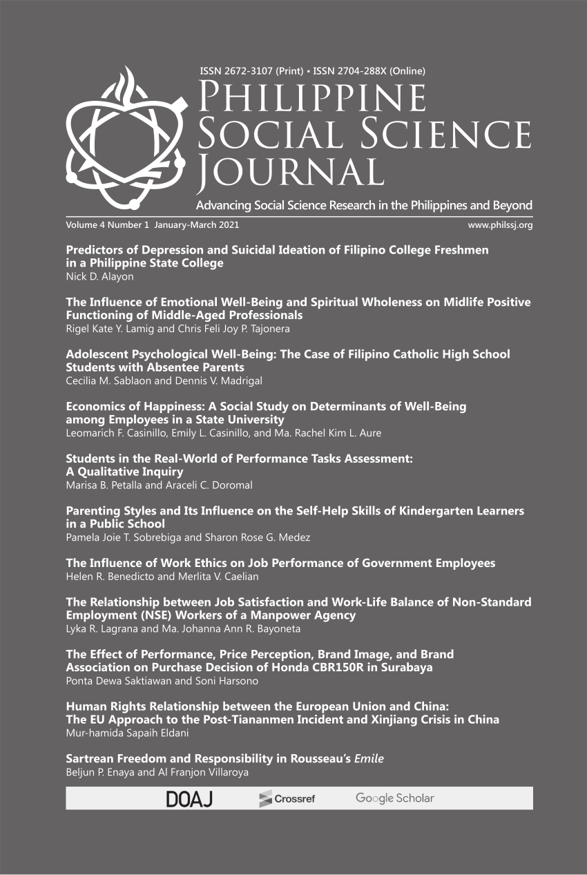 (PDF) Philippine Social Science Journal Volume 4.1 (JanMarch 2021)