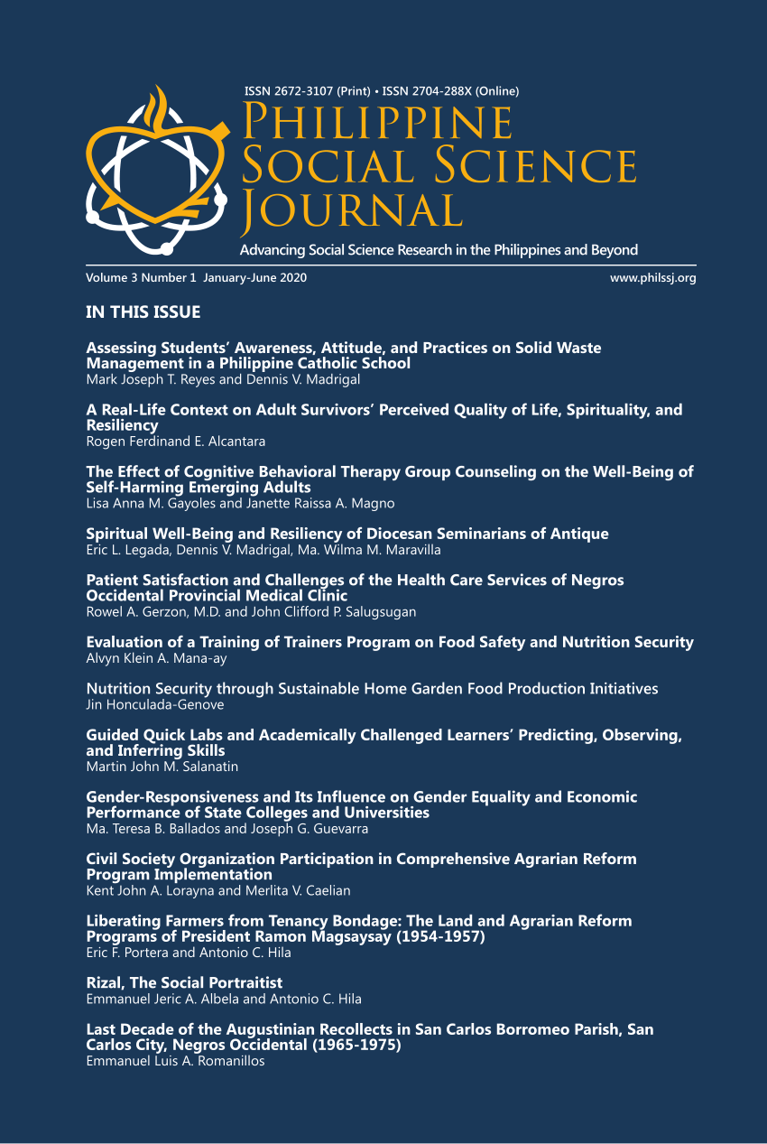 (PDF) Philippine Social Science Journal Volume 3.1 (JanuaryJune 2020)