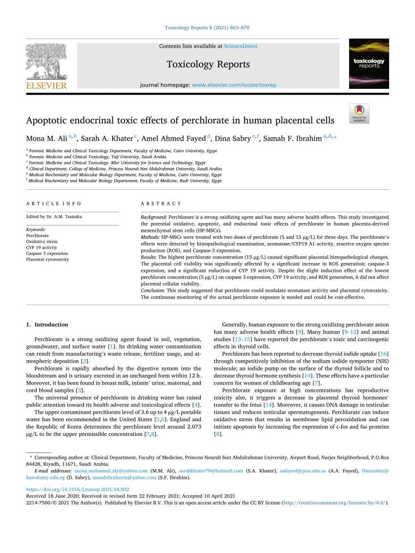 PDF Apoptotic endocrinal toxic effects of perchlorate in human  