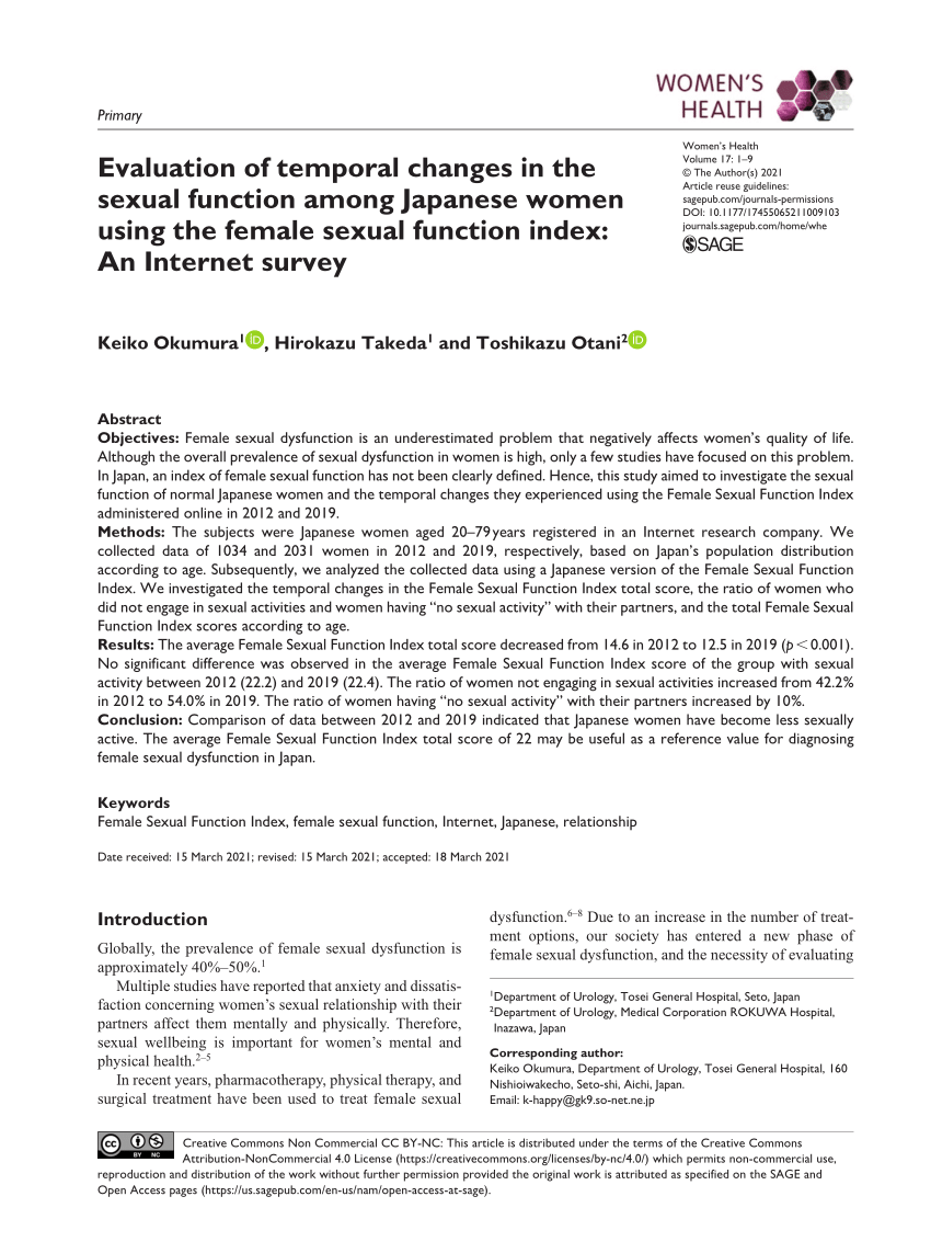 PDF Evaluation of temporal changes in the sexual function among