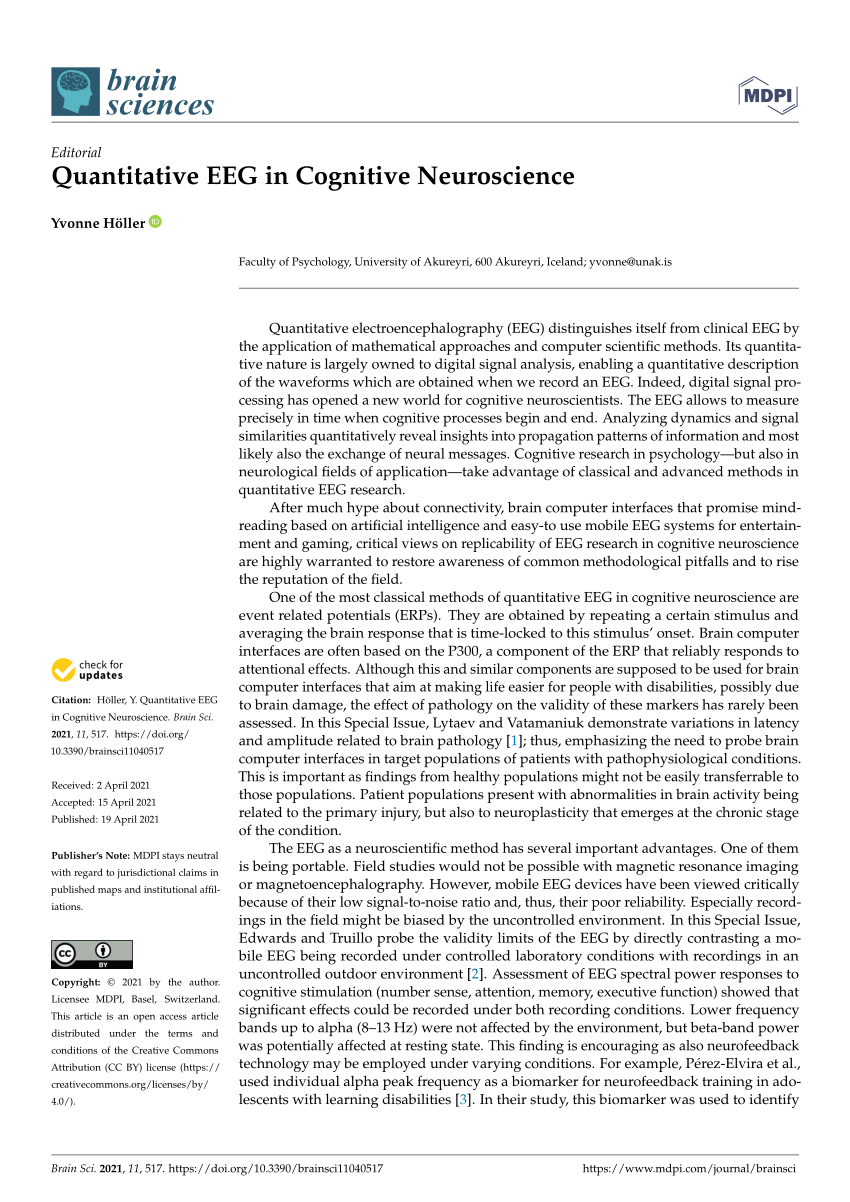 Pdf Quantitative Eeg In Cognitive Neuroscience 4539