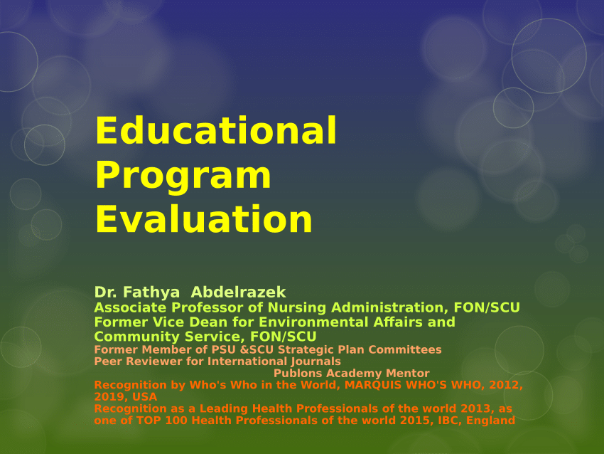 program evaluation in educational environments