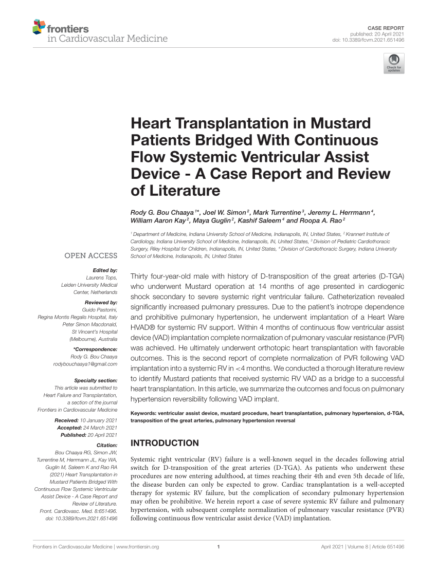 (PDF) Heart Transplantation in Mustard Patients Bridged With Continuous ...