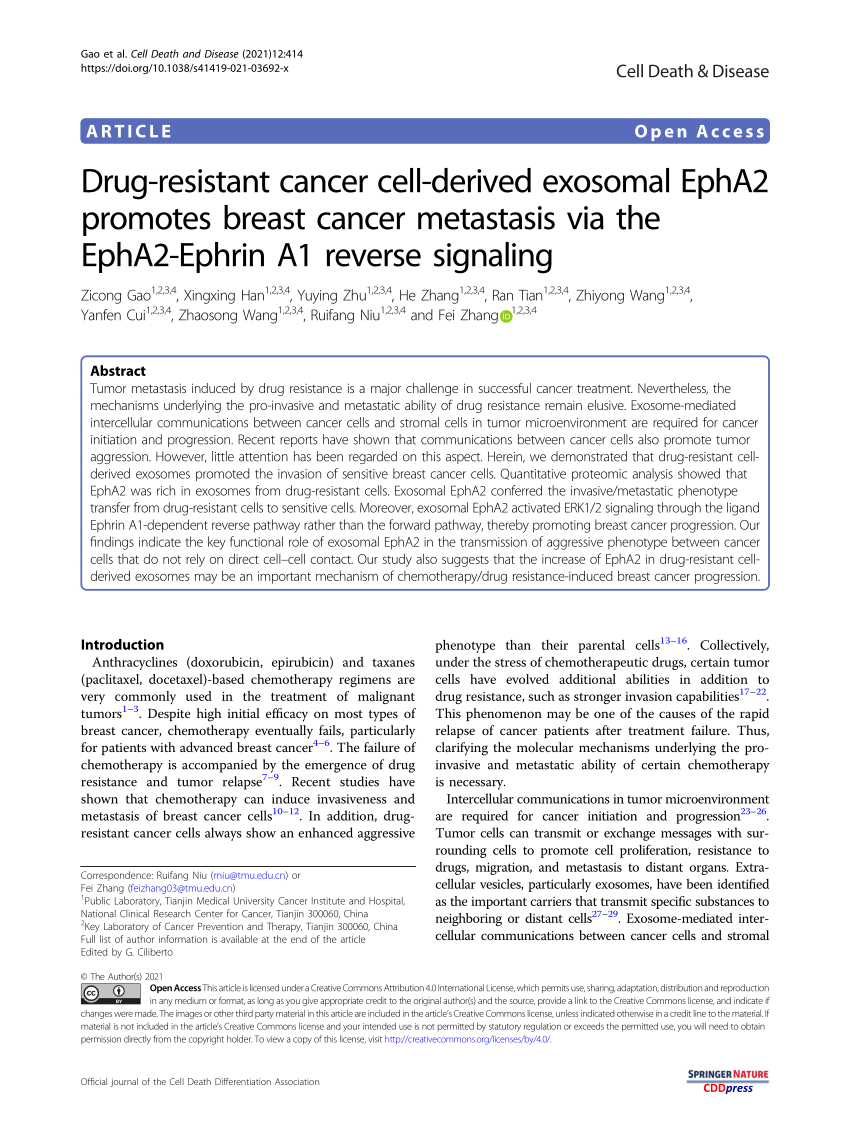 PDF) Drug-resistant cancer cell-derived exosomal EphA2 promotes ...