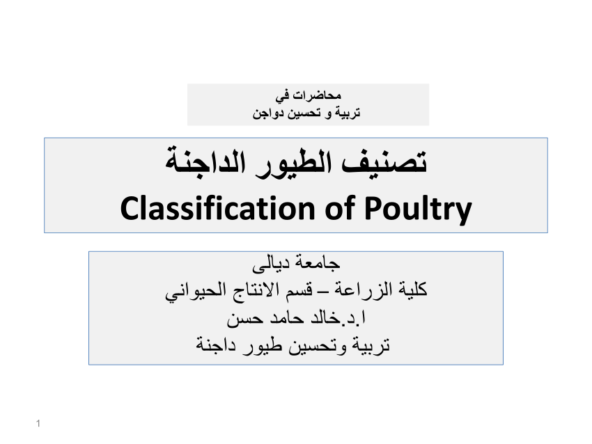 Pdf ‫‬ Classification Of Poultry 