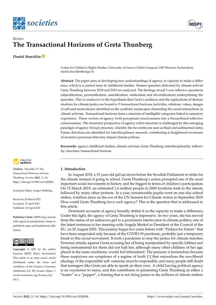 Pdf The Transactional Horizons Of Greta Thunberg