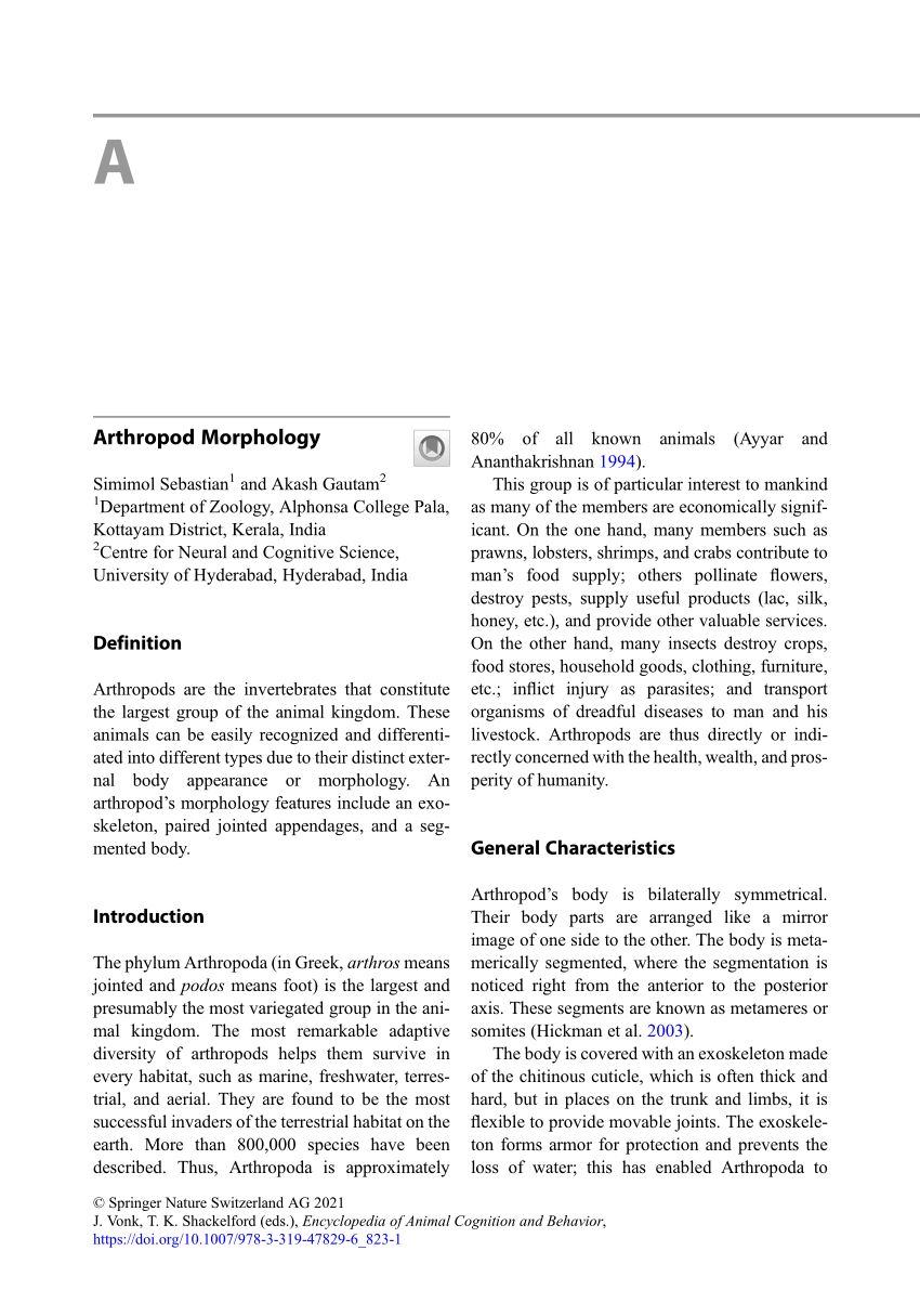 PDF) Arthropod Morphology