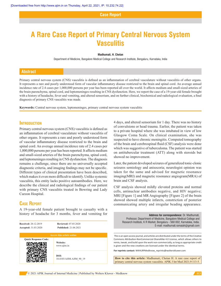 vasculitis case study report