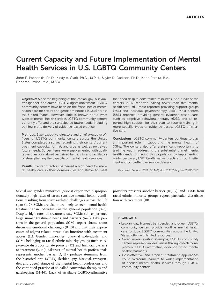 PDF Current Capacity and Future Implementation of Mental Health