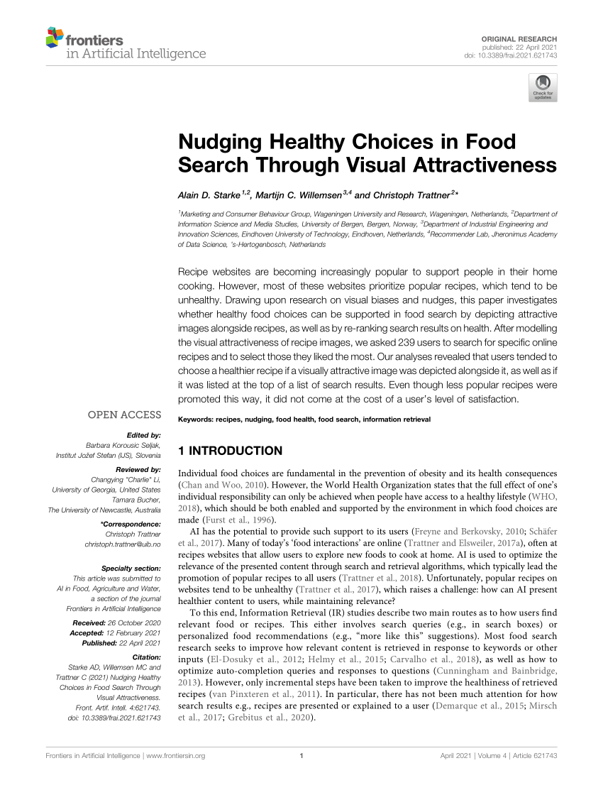 PDF) Nudging Healthy Choices in Food Search Through Visual Attractiveness