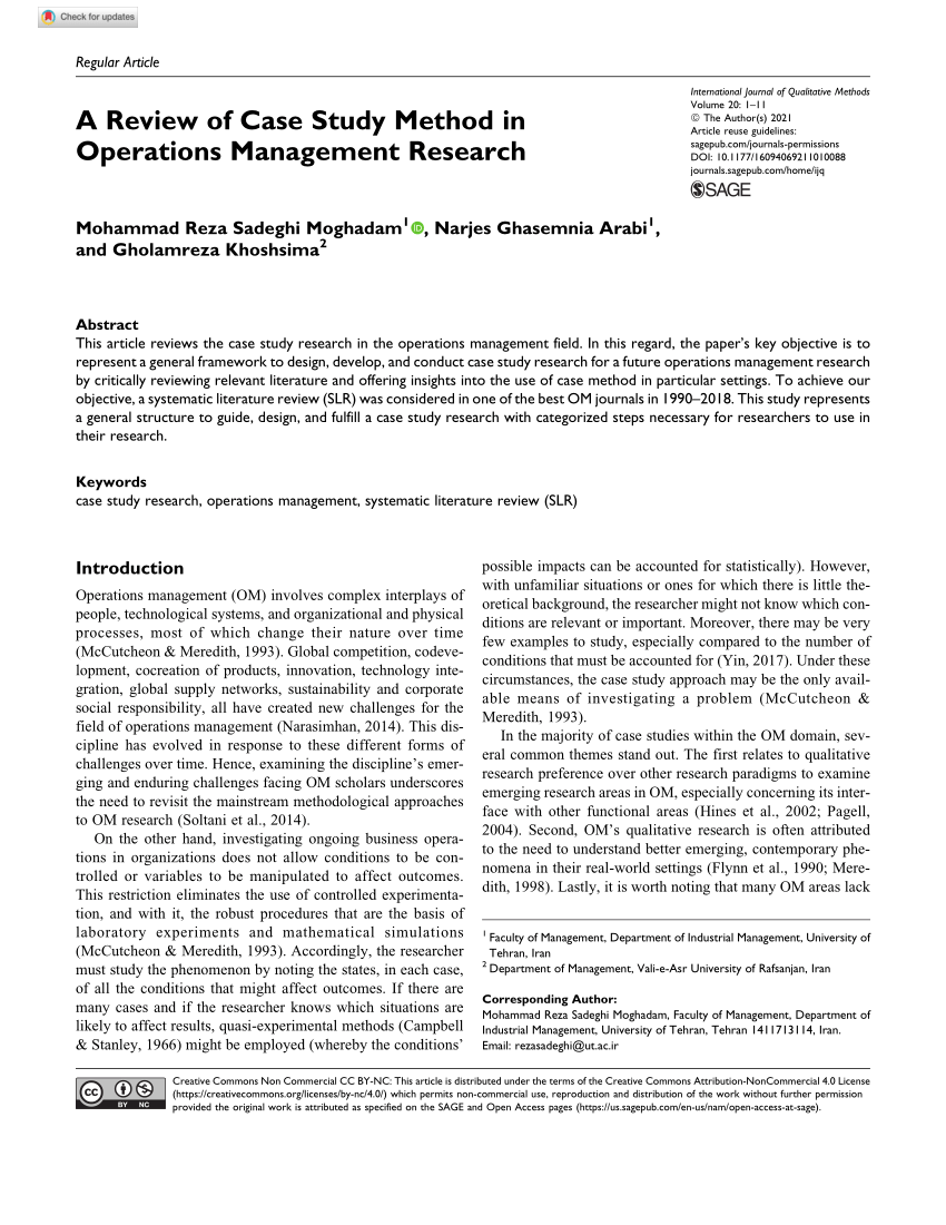 a review of case study method in operations management research