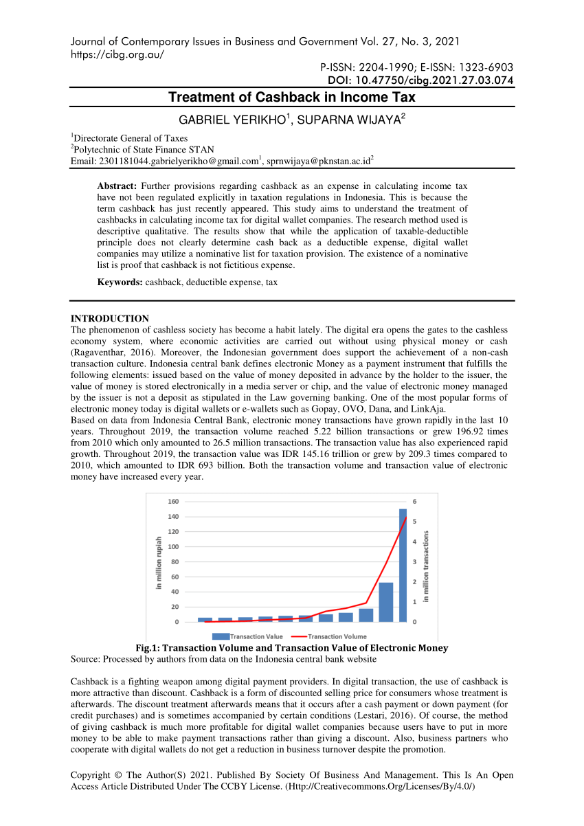 Pdf Treatment Of Cashback In Income Tax