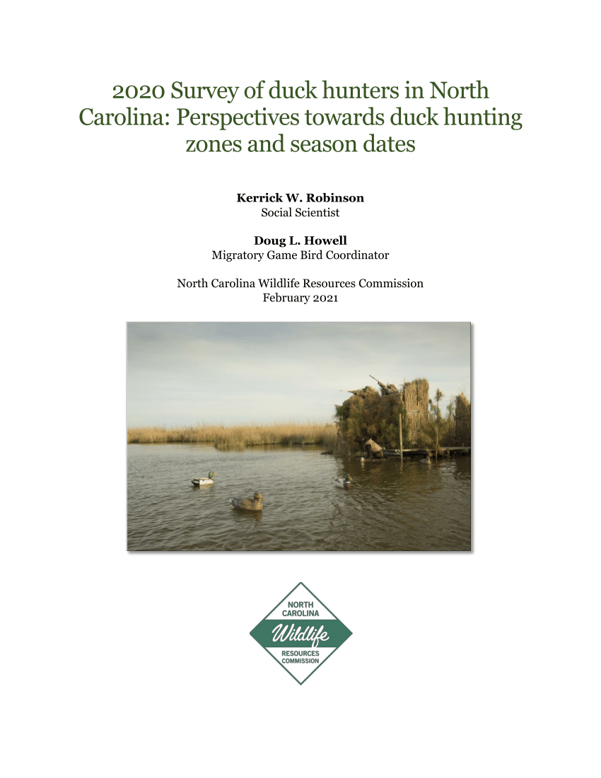 (PDF) 2020 Survey of duck hunters in North Carolina Perspectives