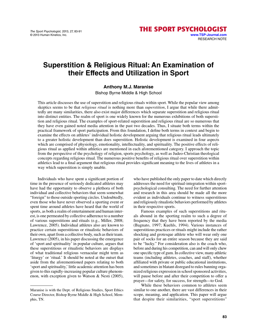 PDF) Superstition & Religious Ritual: An Examination of their