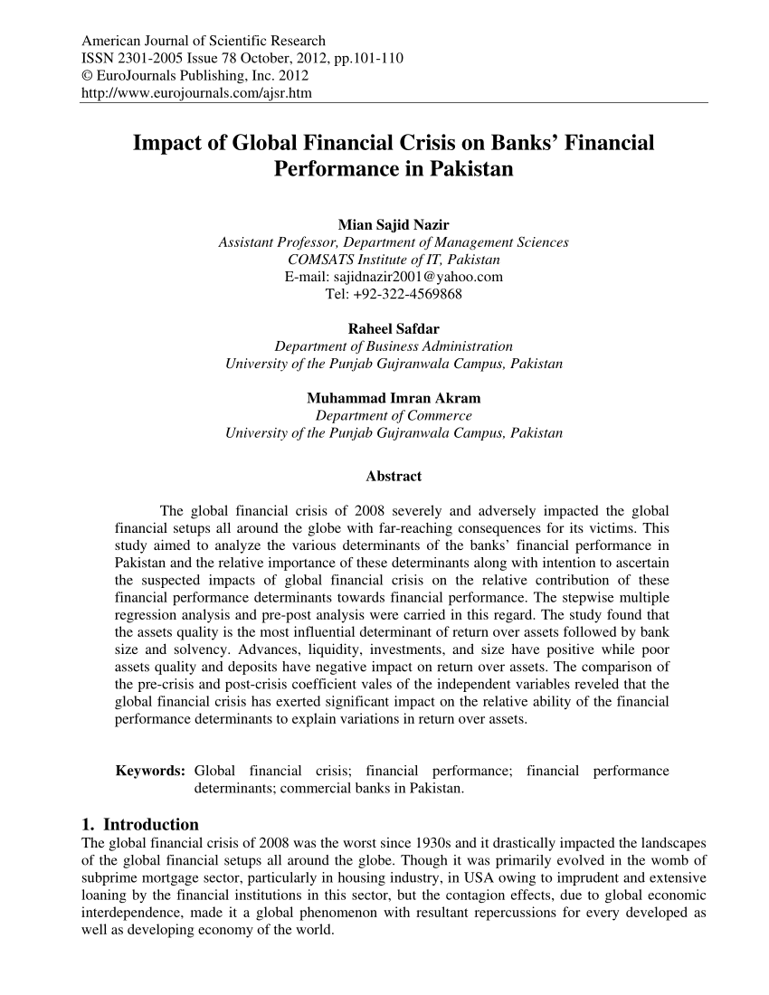 research paper on global financial crisis