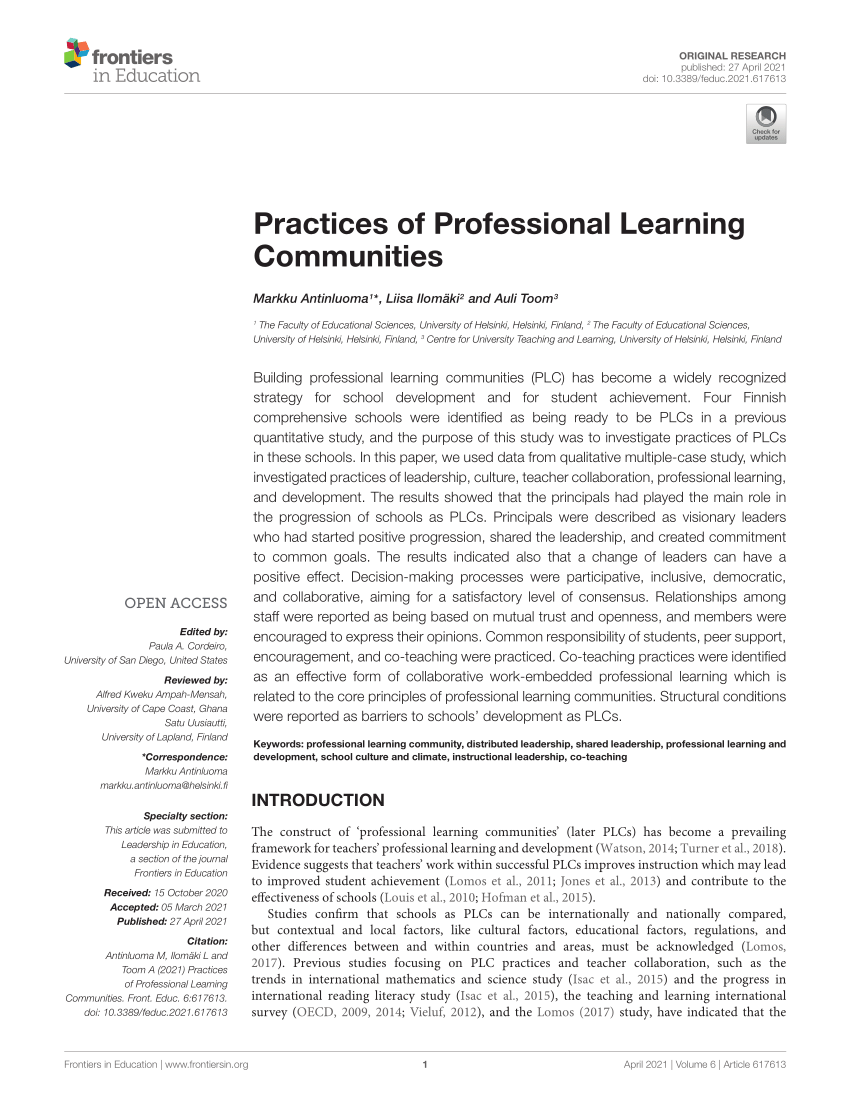 professional learning communities thesis