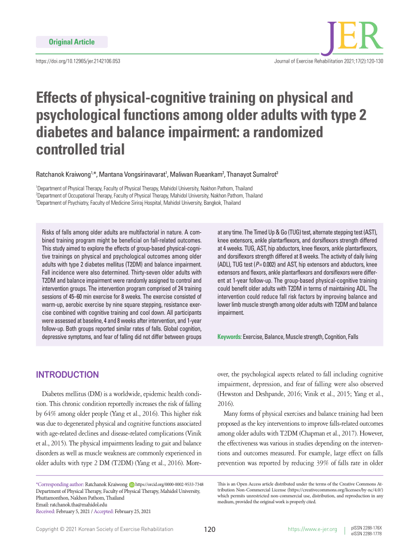 The effects of toe grip training on physical performance and cognitive  function of nursing home residents, Journal of Physiological Anthropology