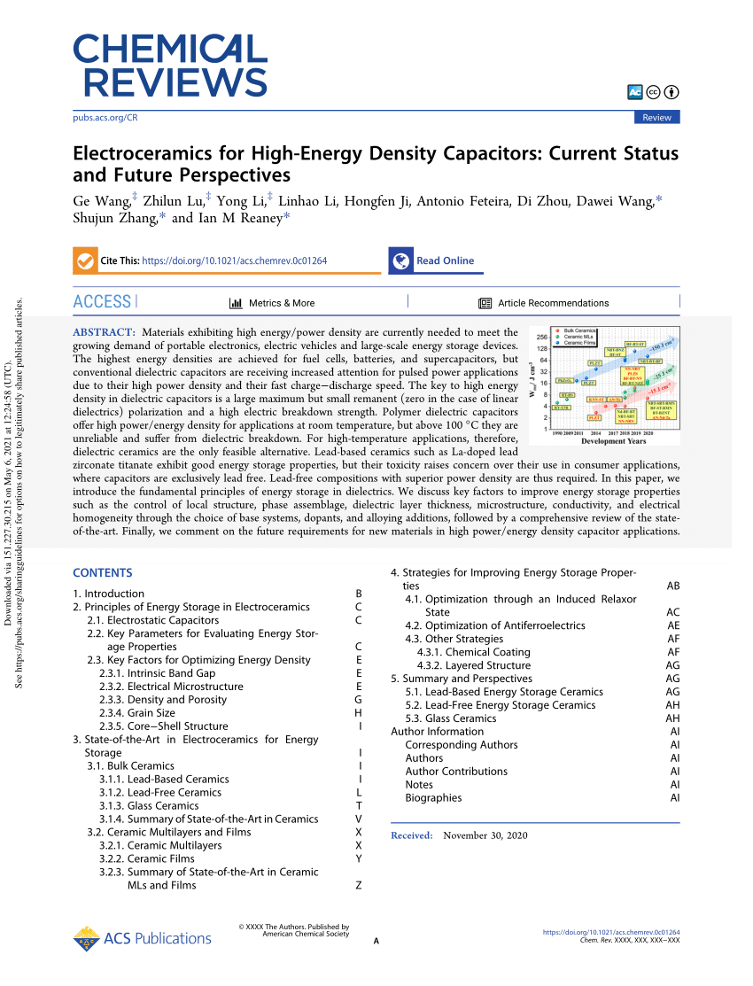 PDF) Electroceramics for High-Energy Density Capacitors: Current 
