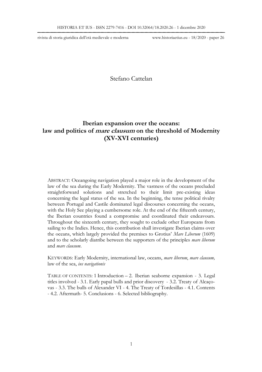 (PDF) Iberian expansion over the oceans: law and politics of mare ...