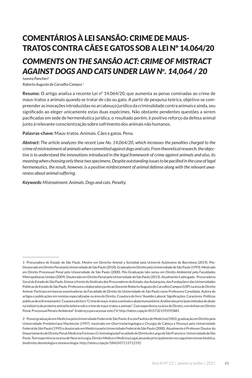 PDF) Meio ambiente e tutela penal nos maus-tratos contra animais