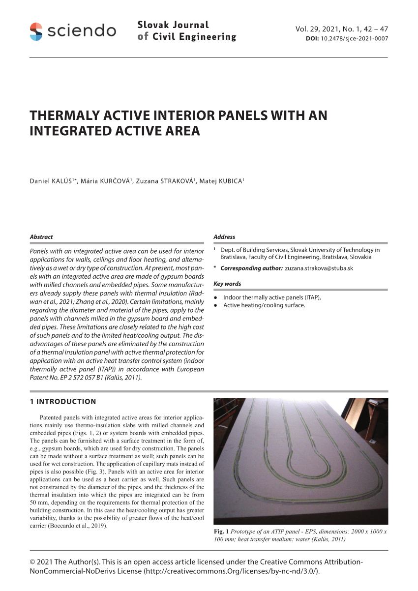 Thermaly Active Interior Panels with an Integrated Active Area