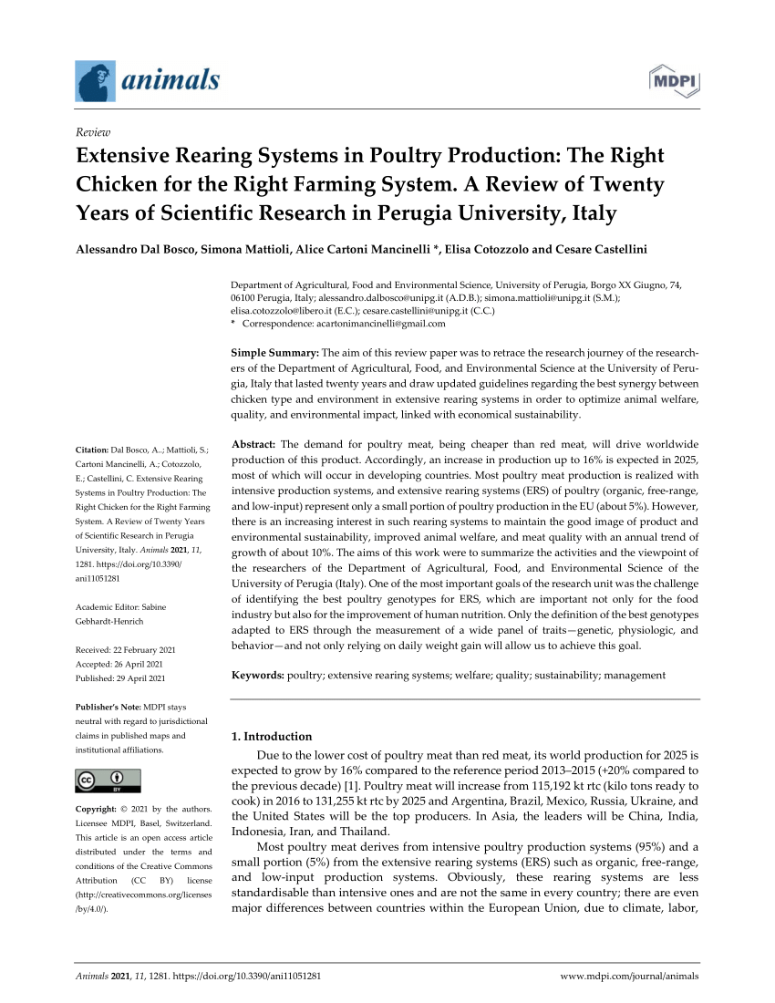 PDF) Extensive Rearing Systems in Poultry Production: The Right