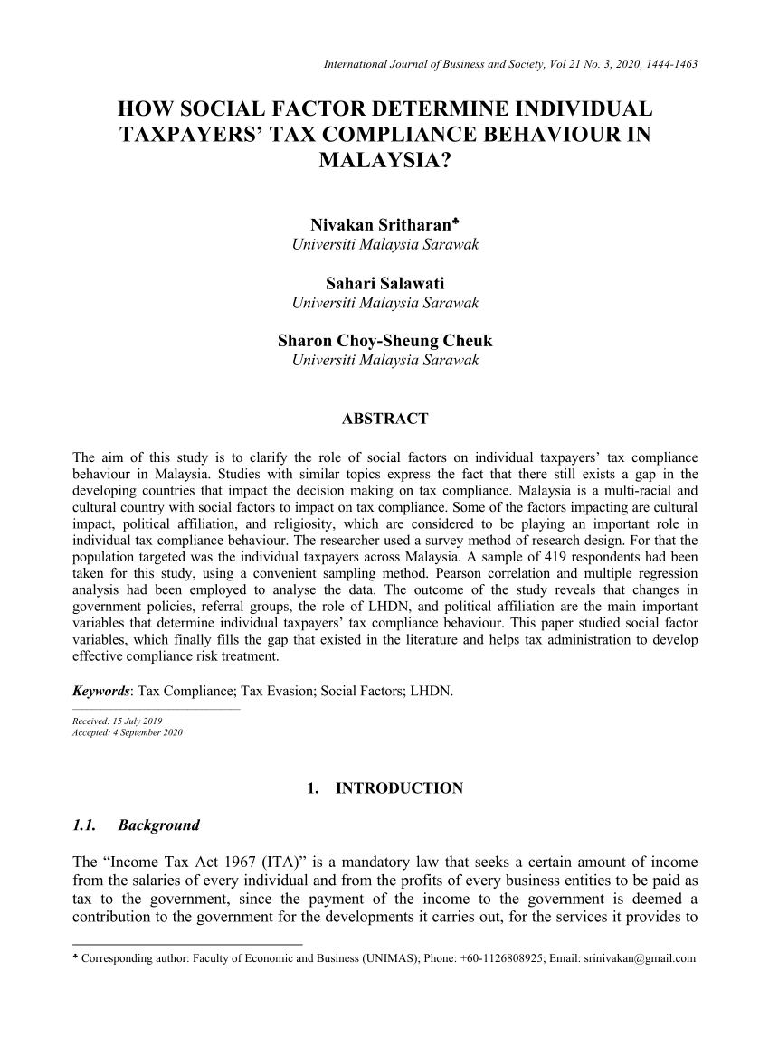 PDF) How Social Factor Determine Individual Taxpayers' Tax 