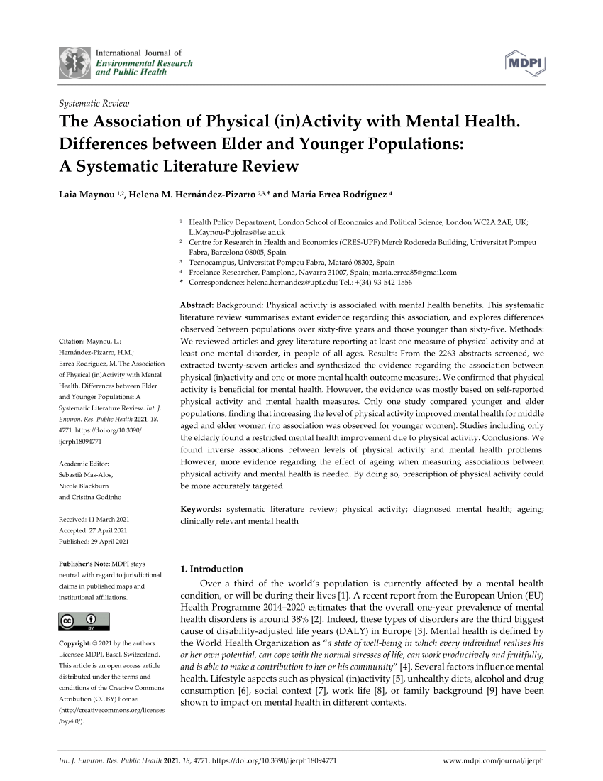 literature review on physical inactivity